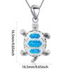 Women's Marine Turtle Opal Pendant Necklace with Sweater Chain Silver Plated Copper Alloy Blue Fire Opal Inlaid Coastal Design