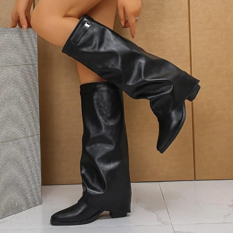 Dlouhé kozačky pro ženy Sexy vysoké podpatky Zimní boty Špičatá špička Módní vysoké dámské kozačky Lodičky Designérské gotické dámské kozačky