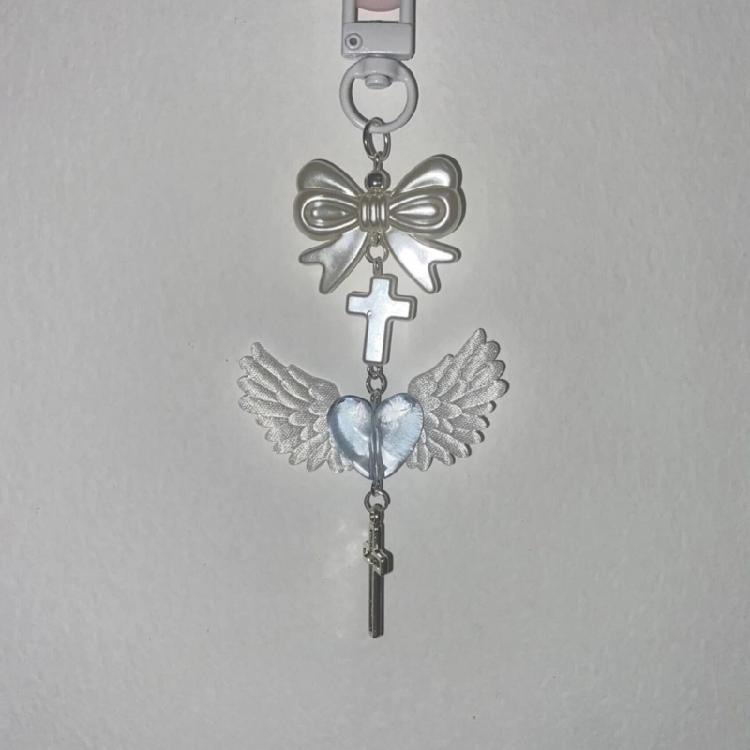 Colorful Beaded Keychain Acrylic Alloy Phone Charm Fashionable Keyring Pendant Accessory Stylish Key Chain Ornament