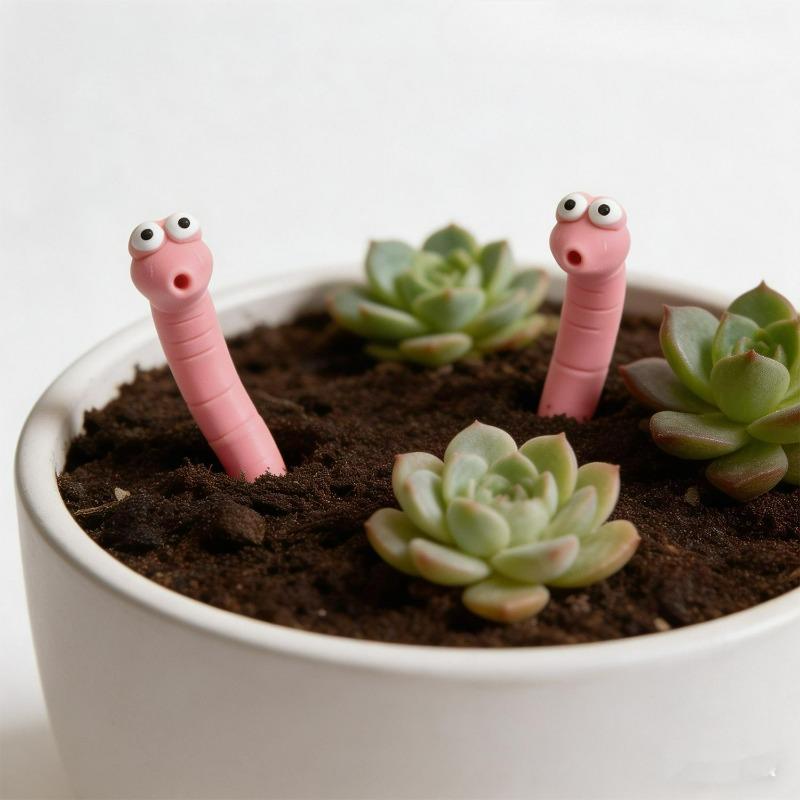 5-1Pcs Worm Water Sensor Ornaments Cute Earthworm Garden Greenhouse Outdoor Plant Hygrometer Monitoring Horticulture Decoration