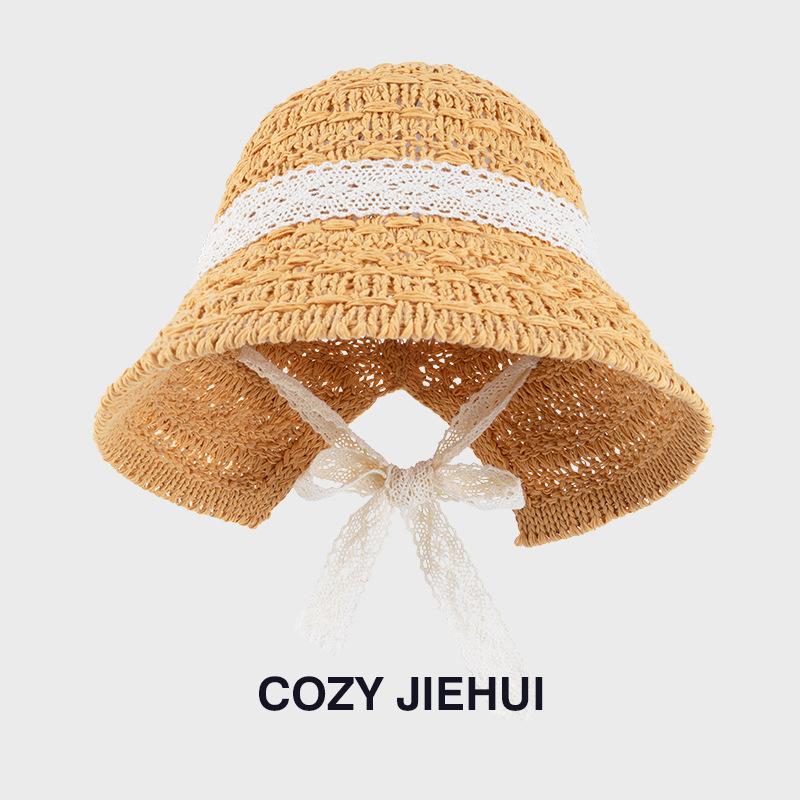 Hohler atmungsaktiver gestrickter gewebter Fischerhut Damen Frühling Sommer Sonnenhut Damen Senior Sense Beckenhut 2025 Fischerhut
