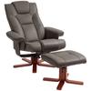 Faux Leather Manual Recliner and Footstool Set - Brown