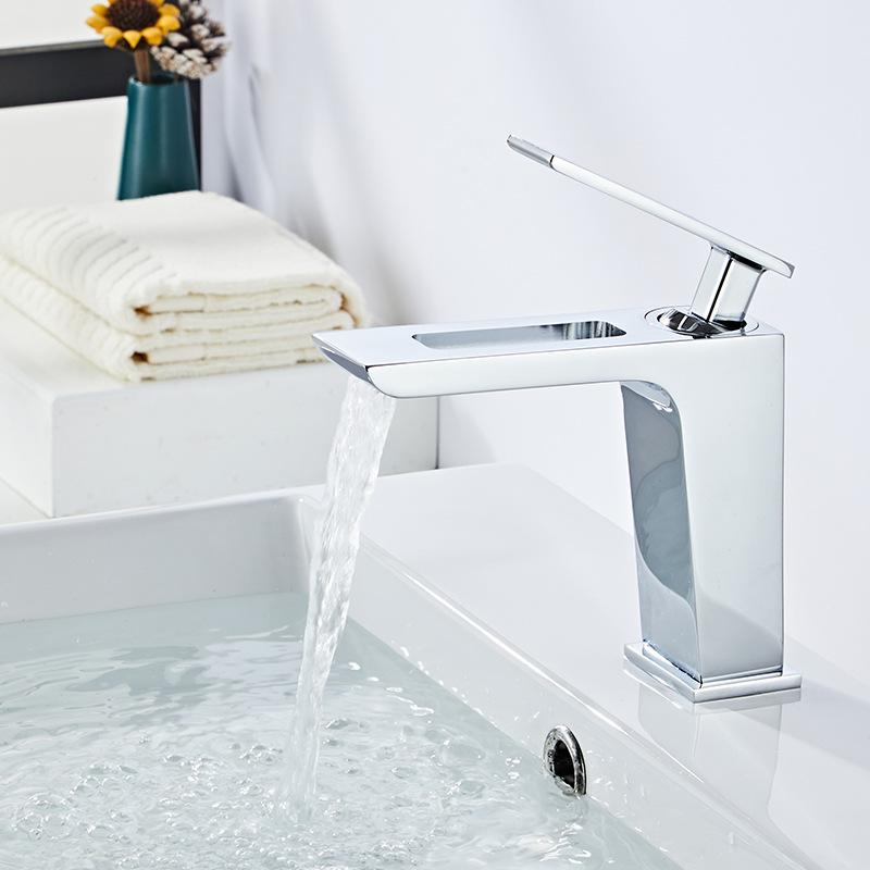 Basin Faucet Nordic Art Hot Cold Mixer Taps Hollow Design Deck Mount Bathroom Sink Faucets Single Handle