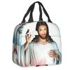 Custom Sacred Heart Of Jesus Lunch Bag Women Thermal Cooler Insulated Lunch Box for Kids School Children