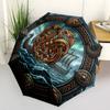 Ship Norse Mythology pattern umbrella, portable and foldable design, 8 ribs, a casual accessory for Halloween, Christmas, and birthday gifts.