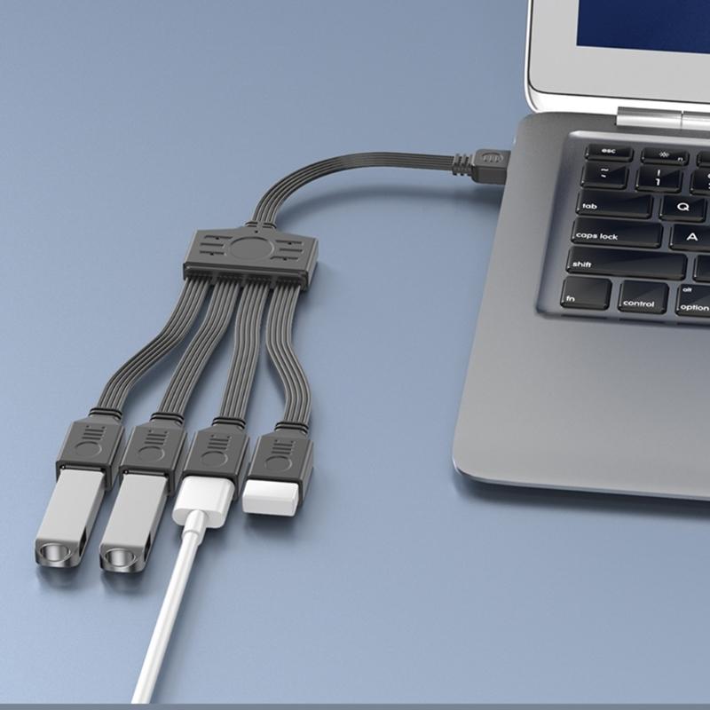 USB C To 4 USB2.0 Splitter Cable For Charging And Data Transfer Compatibles Laptops Tablets And Gaming Consoles