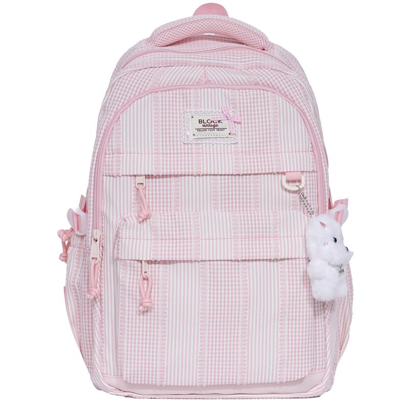 Plaid Backpack Student Class Commuter Schoolbag Women's Lightweight Multi-Compartment Large Capacity Backpack