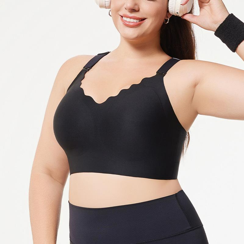 

Бесшовный бюстгальтер для кормления больших размеров, портативный, с застежкой спереди, пуш-ап и без спинки, спортивный бюстгальтер 3XL чёрный