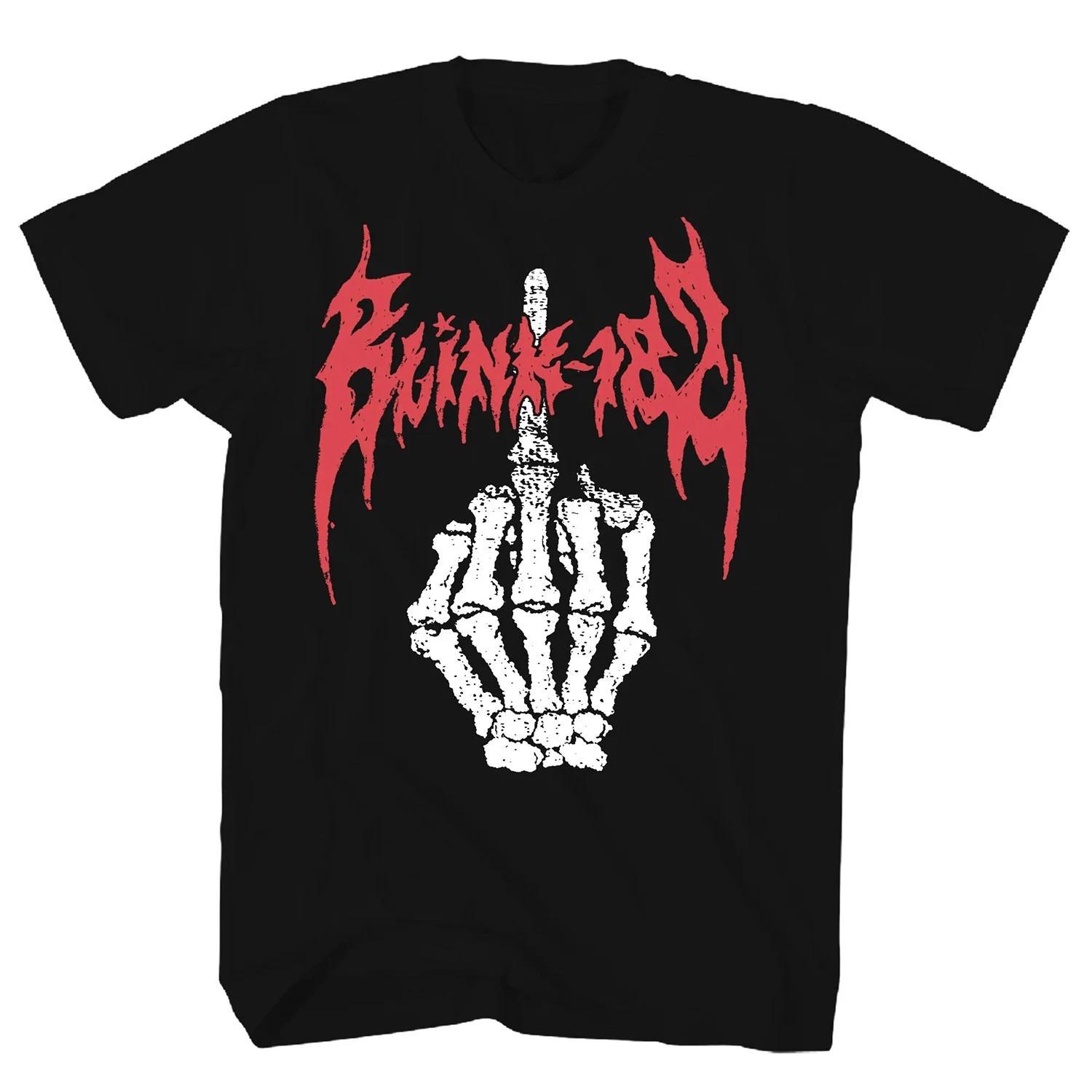 Men s Blink 182 Skeleton Finger T-shirt Medium Black XL