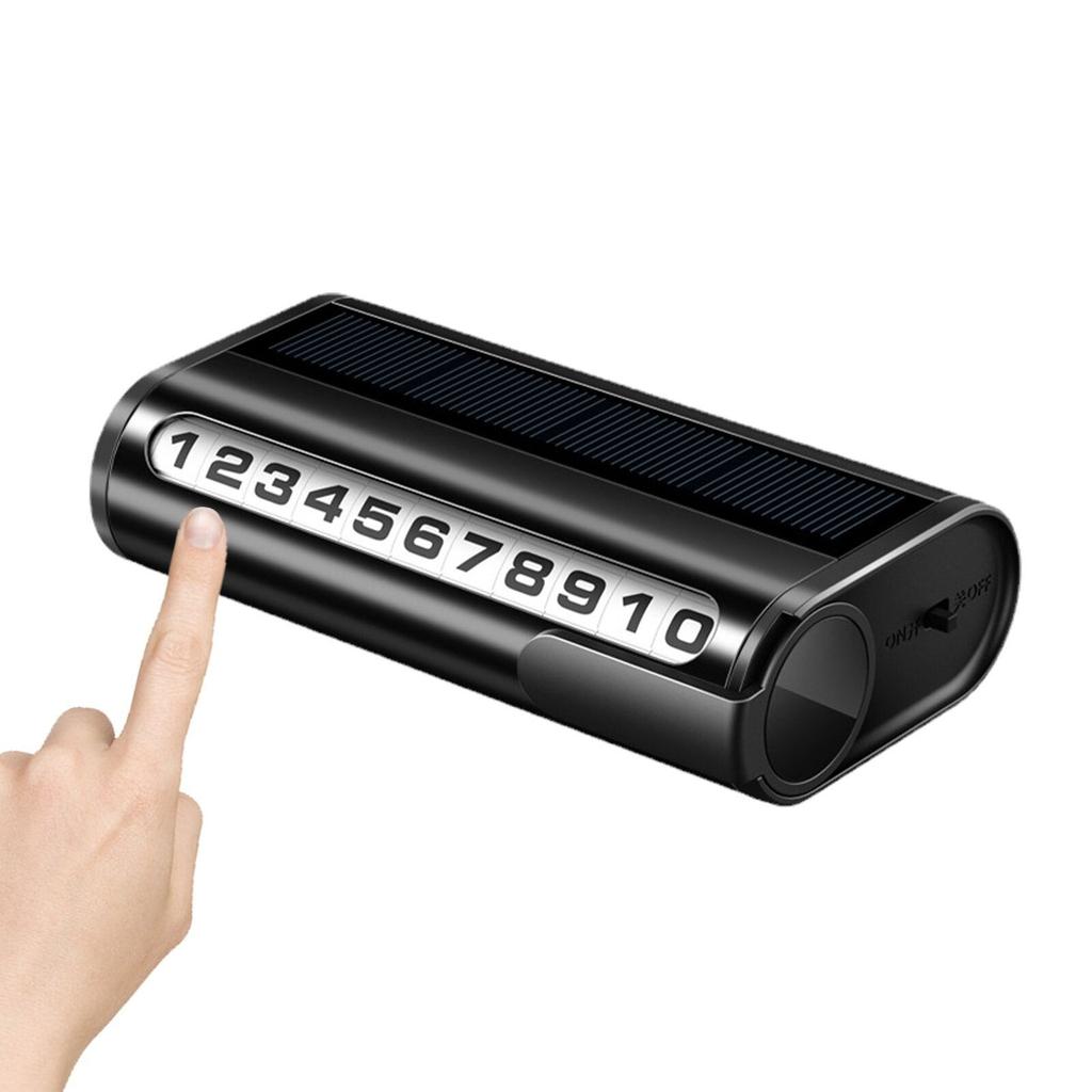 Car Parking Number Plate Luminous Auto Parking Card Solar Charging Temporary Stop Phone Number Card Decoration Accessory
