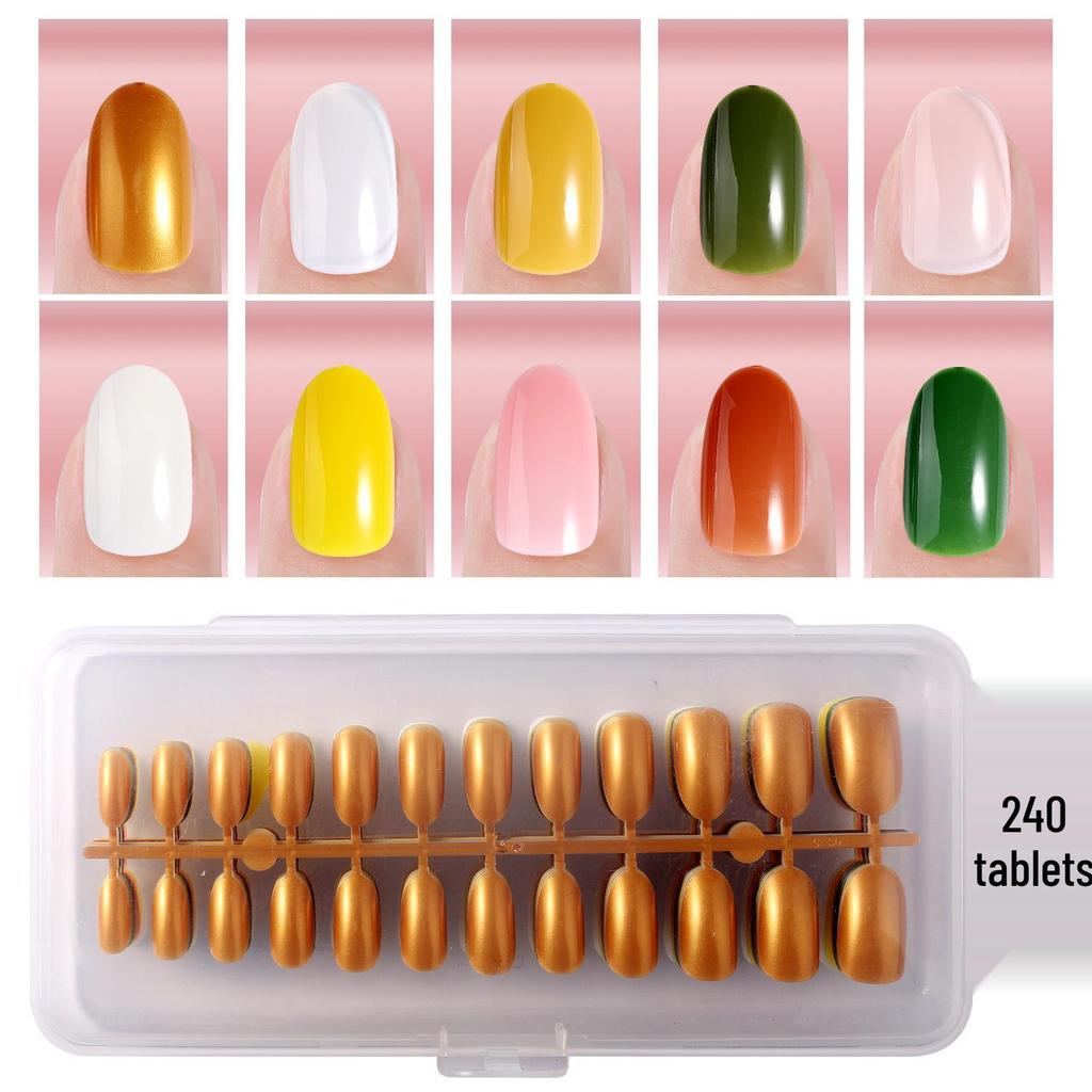 Colored Glitter Nail Art Tips - 240-Piece Set with Various Styles and Multiple Colors, Boxed Fake Fingernail Stickers
