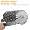6 Wheel Manual Noodle Cutter Stainless Steel Lattice Design Lattice Dough Cutter Ergonomic Wood Handle Pastry Crust Roller