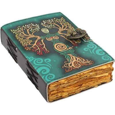 Livro de feitiços em branco de diário de sombras com fecho de trava antigo feito à mão Deckle Edge