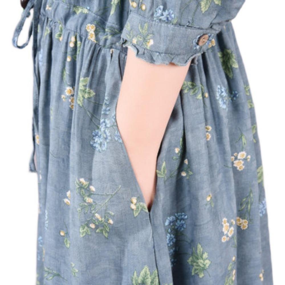 Rochie de primăvară largă de mărime plus pentru femei, cu dantelă florală și șireturi