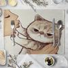 40x30cm Linen Cat Print Table Mat Cute Cat Cartoon Animal Pattern Placemats For Children Kids Kitchen Dining Place Mats Pads