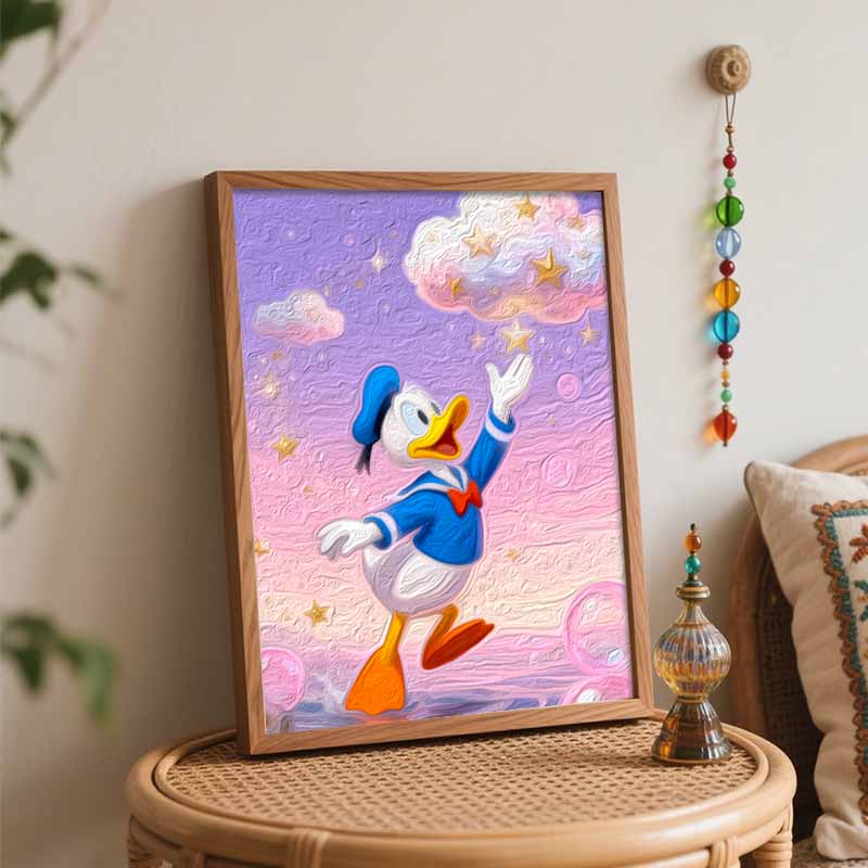 Disney Digital Oil Painting Art Kit Donald Duck Dreamy Sky Handmade Coloring Painting Home Decor