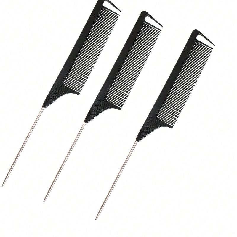 1pcs Stainless Steel Hair Comb With Fork, Pick And Fine Teeth For Professional Hair Salon Hair Brush