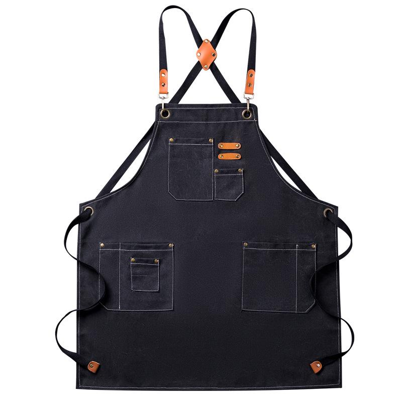 Thickened Waterproof Oil-resistant Canvas Apron for Kitchen, Restaurant, or Milk Tea Shop