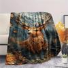 1Pc Vintage Deer Art Print Flannel Blanket, High Quality Comfortable for All Seasons, Home Decor, Warmth and Comfort, Perfect for Gifts