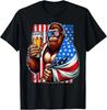 Bigfoot American Flag Drinking Beer 4th Of July Patriotic T-Shirt