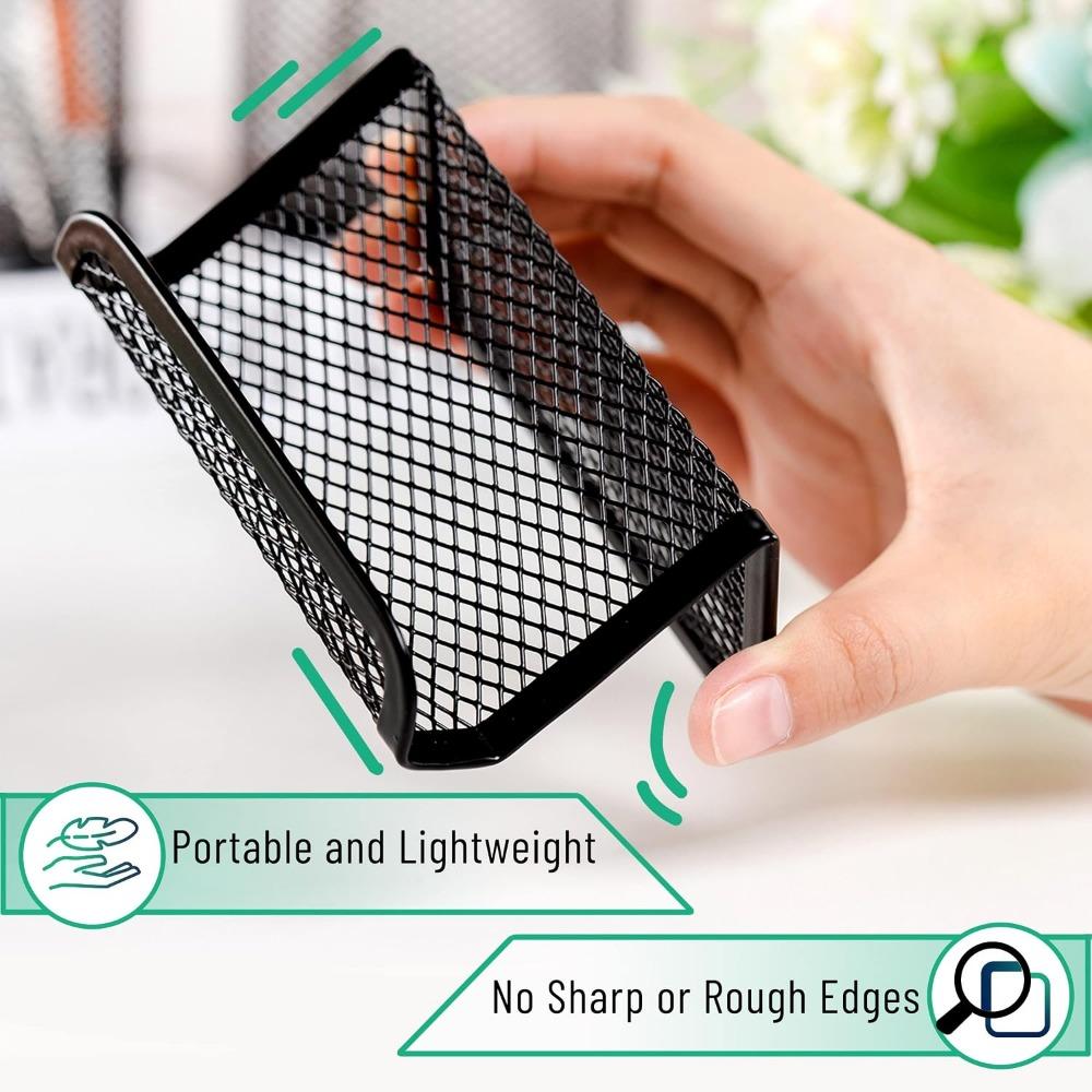 Metal Mesh Business Card Holders, 1Pack Durable Stainless Steel Card Stand for Desk, Office, and Business Use