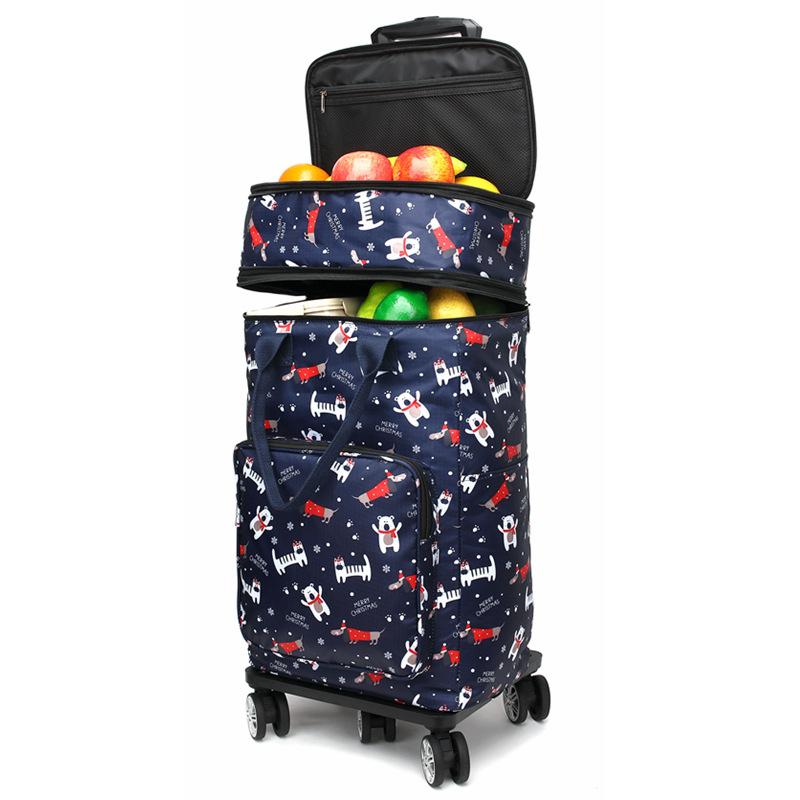 Telescopic Trolley Bag Supermarket Shopping Bag Folding Portable Lightweight Universal Wheel Travel Bag