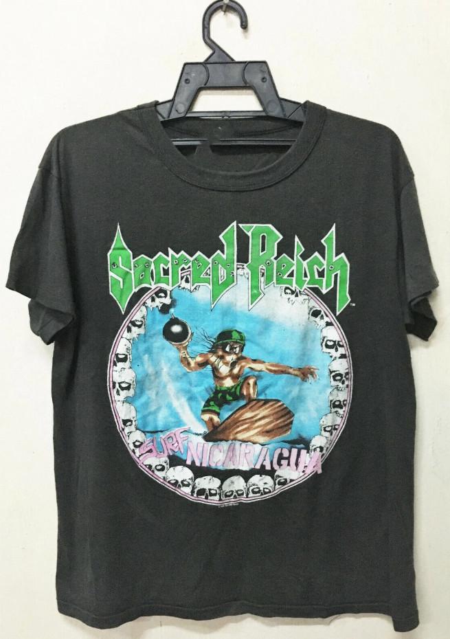 Rara T-shirt Nera a Maniche Corte Sacred Reich Anni '90 S-2345XL Unisex