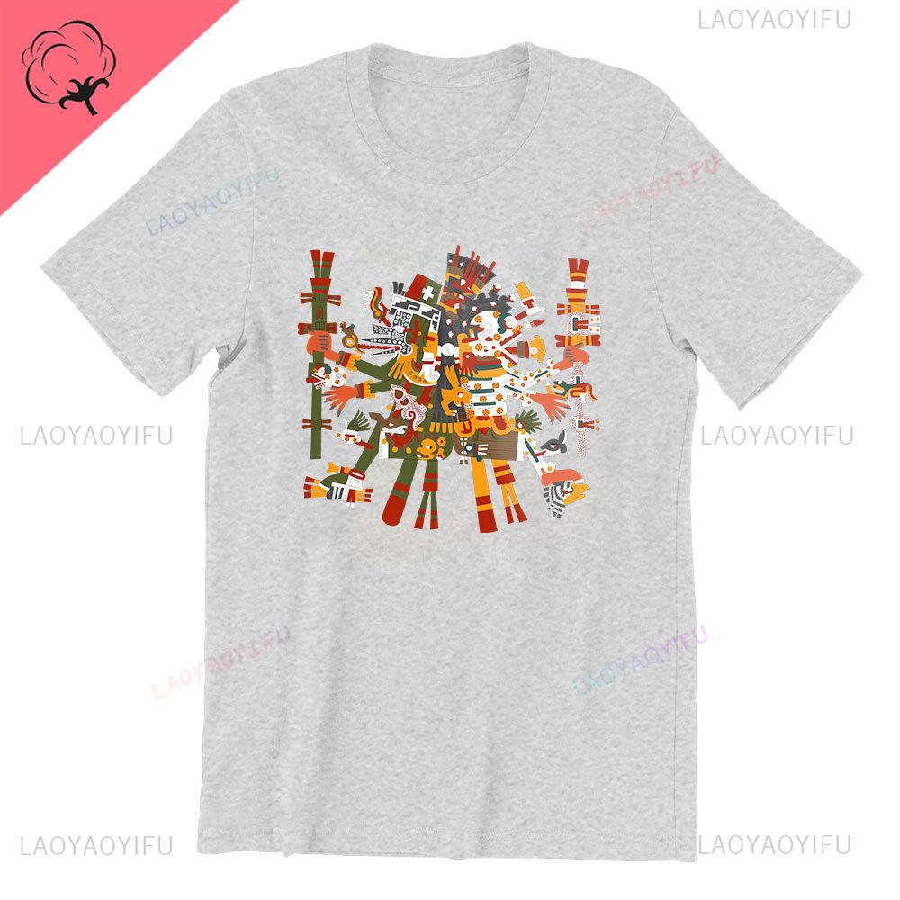 Tlaloc Quetzalcoatl Aztéčtí Bohové Starověcí Bohové Mexické Tričko Pánské Aztécké Tričko Aztécký Potisk Trička z Mexika Mexické Oblečení Muži