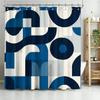 Modern Geometric Shower Curtain Liner Waterproof Navy Blue Abstract Bathroom Curtain Set Home Decor for Bathroom Shower Stall
