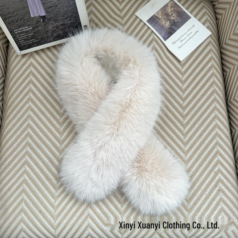 Double-Sided Faux Fox Fur Scarf: Thick, Warm, and Versatile Neck Warmer for Autumn and Winter.