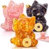3 Pcs Maneki Neko en Cristal, Mini Figurine Chat Porte-Bonheur de 2,7", Mignons Chats Accueillants Appelant la Fortune comme Décor Porte-Bonheur pour Maison Bureau Voiture