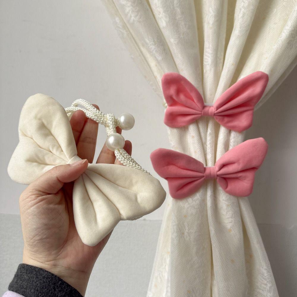 2Pcs Velvet Bowknot Curtain Tiebacks INS Curtain Strap Romantic Curtain Holders Curtain Decor