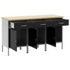 Workbench with Drawers 3 pcs Black and Gray 150 x 55 x 85 cm