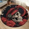 Skull Flower Round Area Rug,Carpet Rug for Living Room Bedroom Sofa Playroom Decor,Non-slip Floor Mat