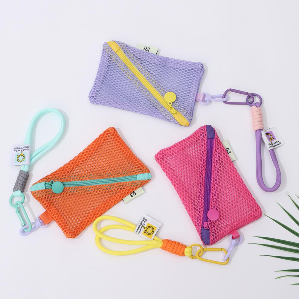 Large Capacity Mesh Cosmetic Bag Candy Color Coin Purse Durable Storage Bag