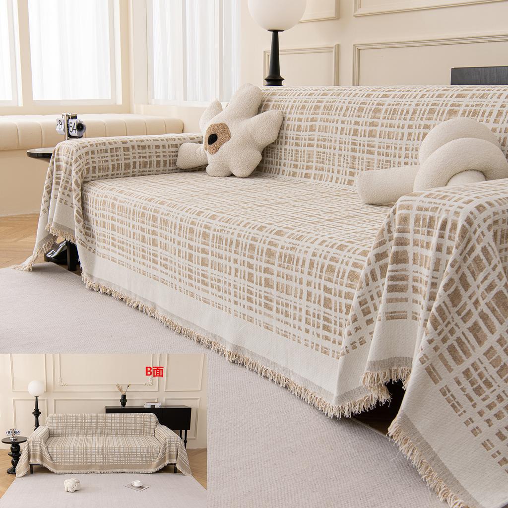 Geometric Checkered Sofa Cover Fabric All-season Universal Full Cover Sofa Cover