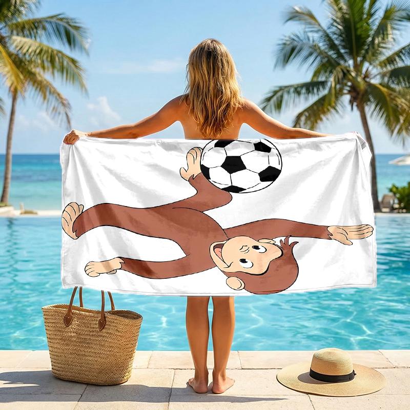 Curious George Fashion Beach Towel: Ideal for Summer Adventures Soft, Absorbent and Quick Drying Suitable for Swimming and Bathing