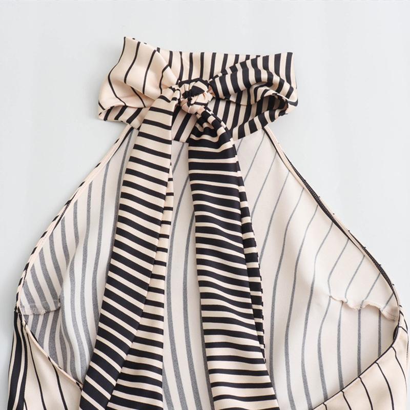 Elegantné dámske šaty Pruhované sexy slim fit šaty bez chrbta Úzke šnurovanie Župan bez rukávov Letné dámske elegantné spoločenské šaty