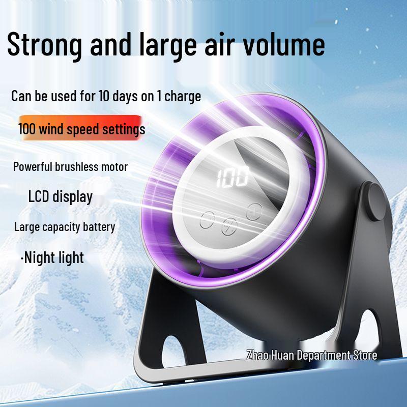 Ultra-Quiet Portable USB Rechargeable Desktop Fan with Lighting and Long Battery Life