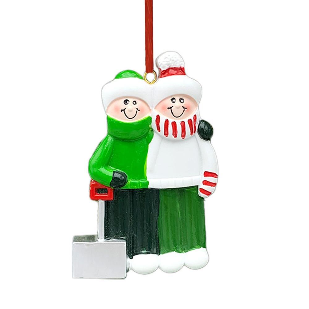 Color Painting Family Xmas Pendants Resin Christmas Tree Ornaments  Christmas