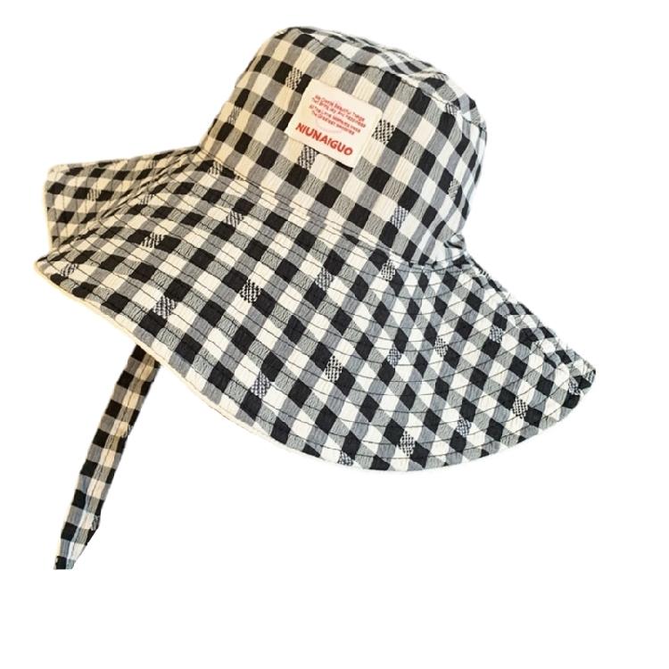 Fashionable Reversible Plaids Sun Hat Oversized Brims Fisherman Cap For Outdoor Activity Beach Trip And Street Headwear