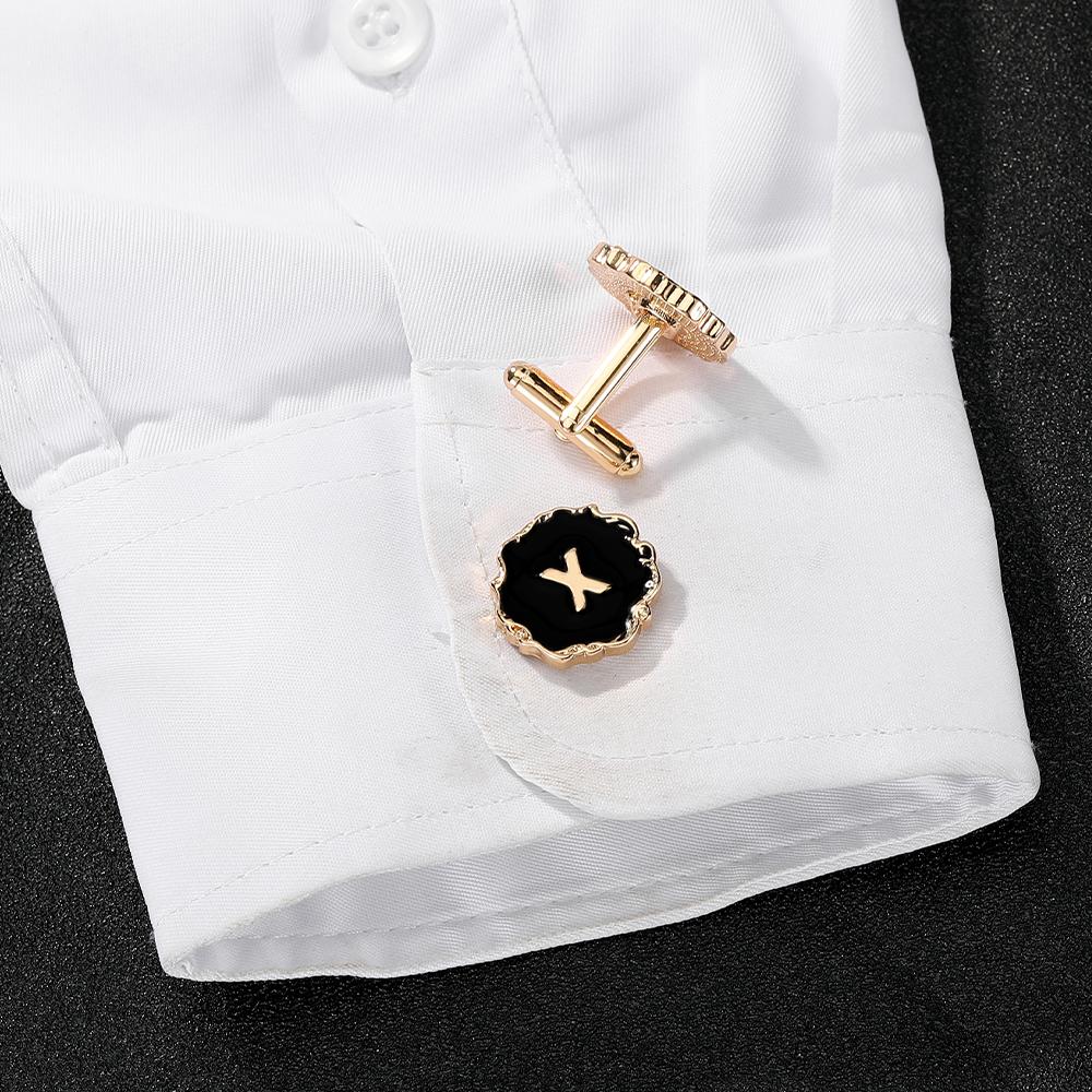 Mens Classic 26 Alphabet Initial Letter Cufflinks A B C D E F G H I J K L M N O P Q R S T U Sleeve ButtonV W X Y Z