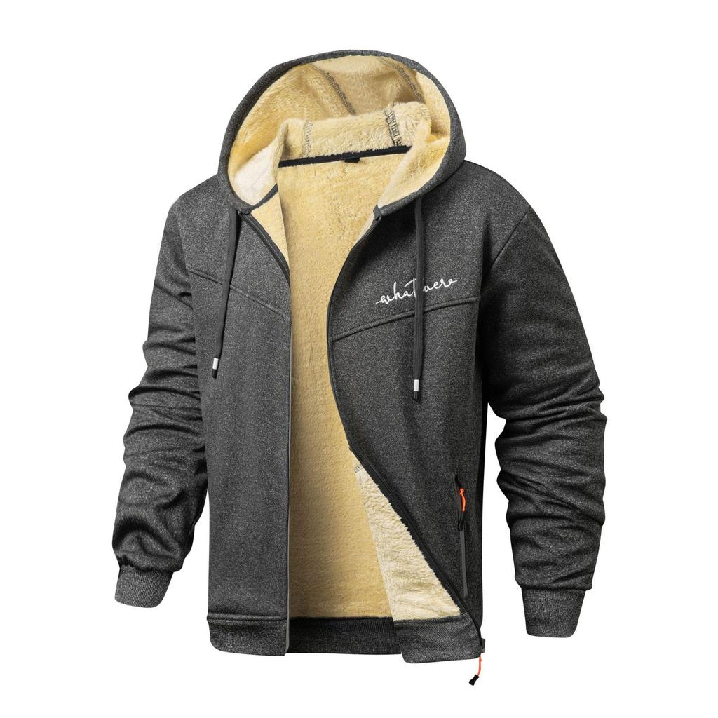 European & American Men's Thick Fleece Hoodie - OZON Hooded Loose Jacket, Baseball Style