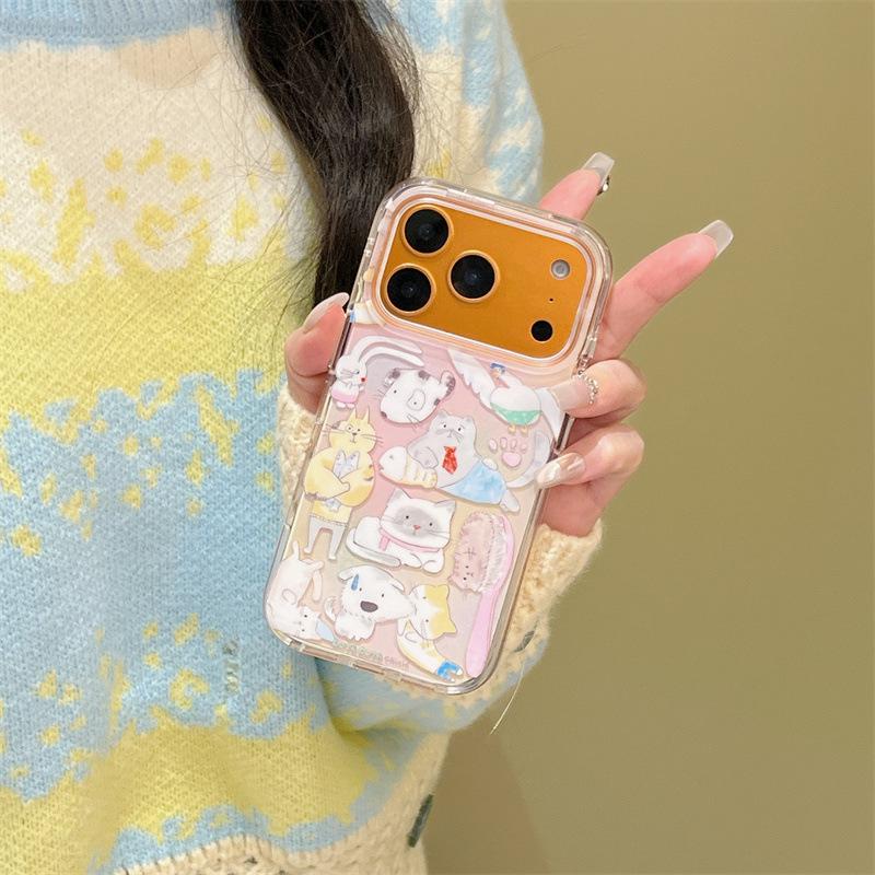 

iPhone 17/16 Pro Max/15/14 Stylish Cat & Dog Design Phone Case Apple 17 Pro Max