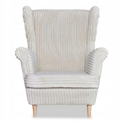 Rene Wingback Chair Scandinavian Beige Corduroy Stripes Trendy