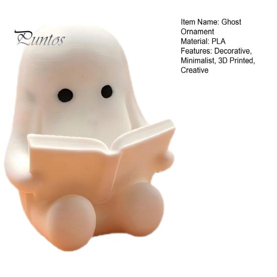 Halloween Desk Decorations 3D Printed Ghost Figurine, Cute Spooky Resin Statue, Funny Desktop Tray Decorative for Scenes Decor, Tabletop Centerpiece