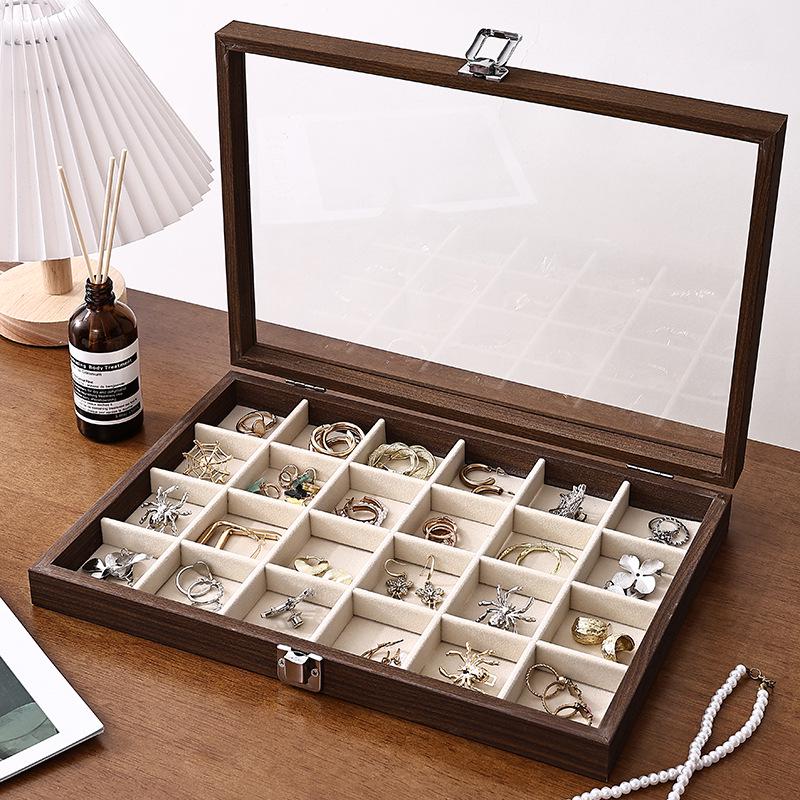 Walnut Wood Large Jewelry Box - Anti-Oxidation Storage for Rings, Earrings, Necklaces, and Bracelets