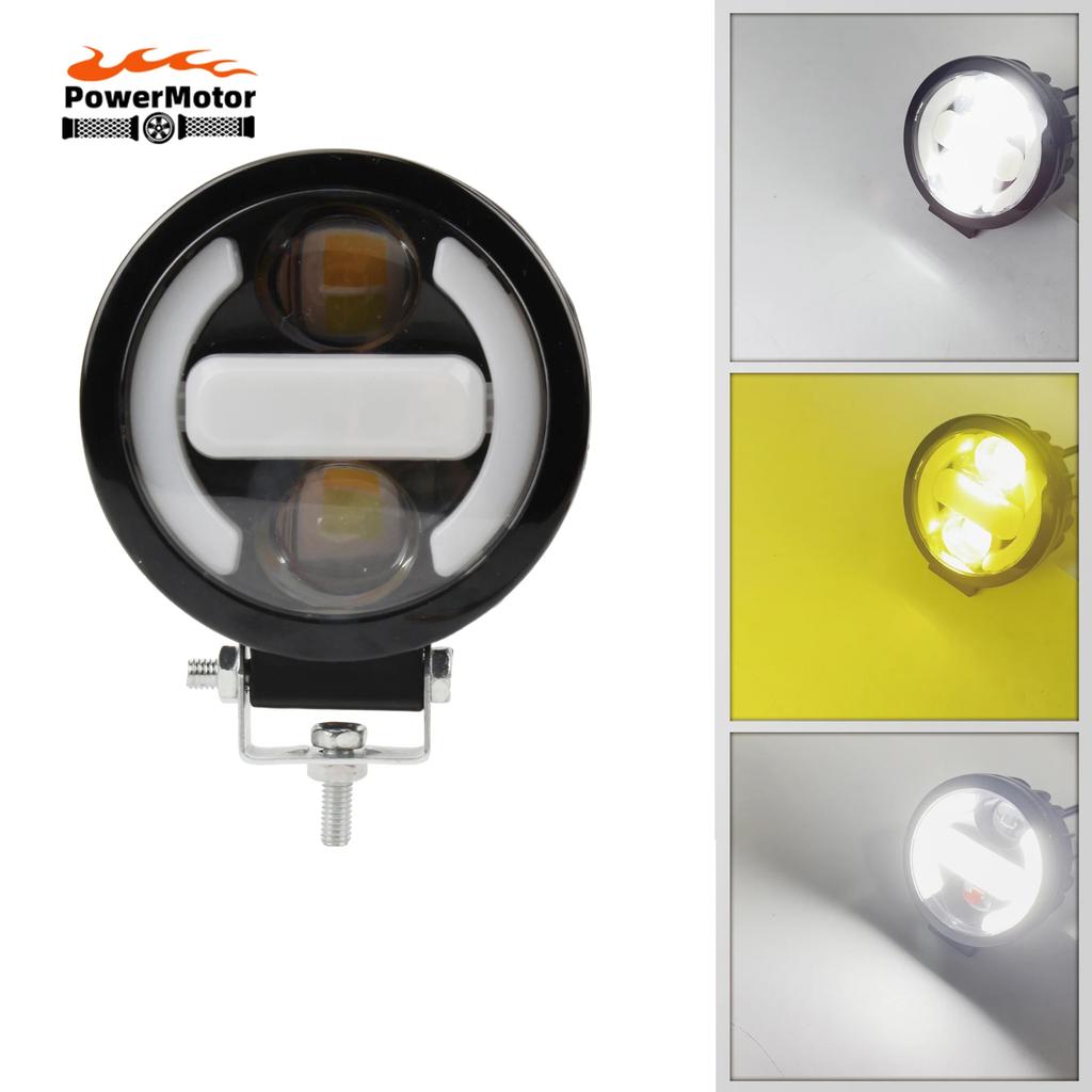 Universal 3.5 inch Motorcross Additional LED Spotlight White Yellow Light Motorcycle Hi/Lo Driving Fog Lamp For Yamaha Suzuki