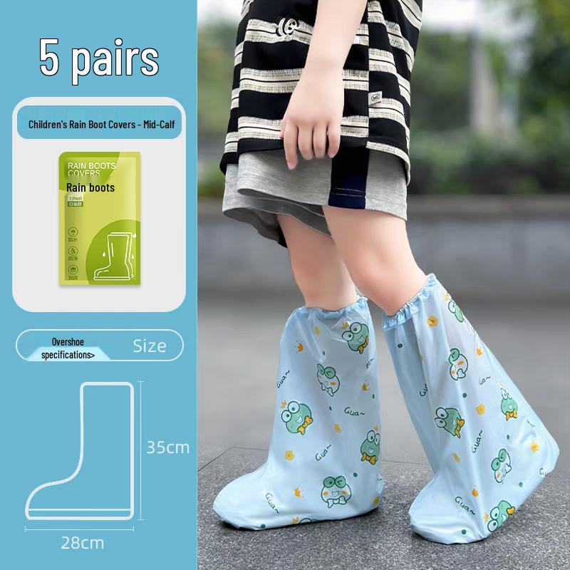 

Children s Waterproof Non-Slip Long Rain Boots with Thickened Shoe Covers One Size