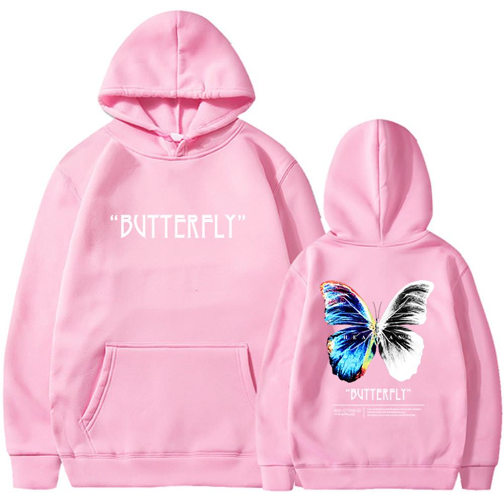 

Мужская и женская толстовка с капюшоном, модная черная толстовка с принтом бабочки, толстовка большого размера в стиле Харадзюку, одежда унисекс M
